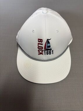 Block 1661 White Sailboat Embroidered Cap the game Block island hat NWOT